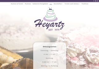 Webseite von einem Café in Pulheim. Café Heyartz Bäckerei und Konditorei