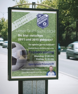 Referenzfoto von einer Plakatwerbung für einen Fußballverein in Thüringen